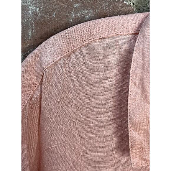 Eileen Fisher Irish Linen Popover Collared Tunic‎ Top Lagenlook Melon size Large - Picture 5 of 11